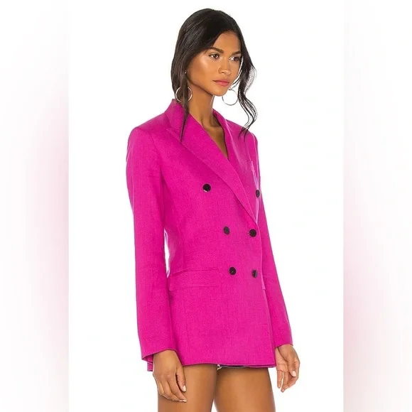 Theory Double Tailor Blazer Jacket in Pop Fuschia - Picture 4 of 14